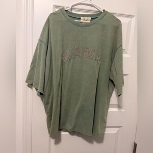 Green oversized 'MAMA' Rinestone T-Shirt